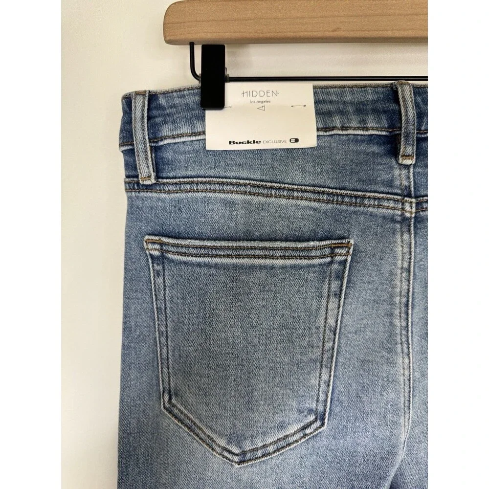 Hidden Tracey High Rise Straight Cropped Jeans Womens 30 Raw Hem NWT Buckle - Picture 7 of 13